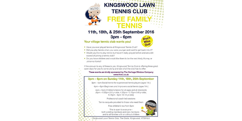 Poster Promoting Free Family Tennis Club