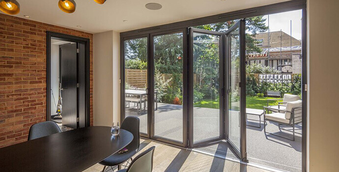 Interior View of Patio Doors Looking Out Into A Garden