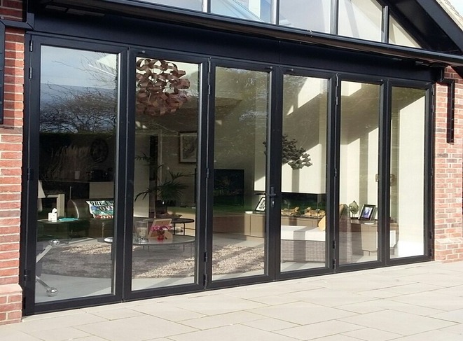 Exterior View of Patio Doors with Black Frame